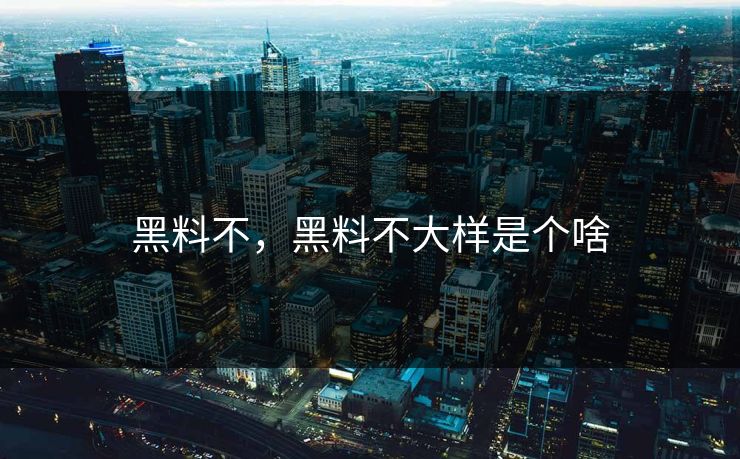 黑料不，黑料不大样是个啥