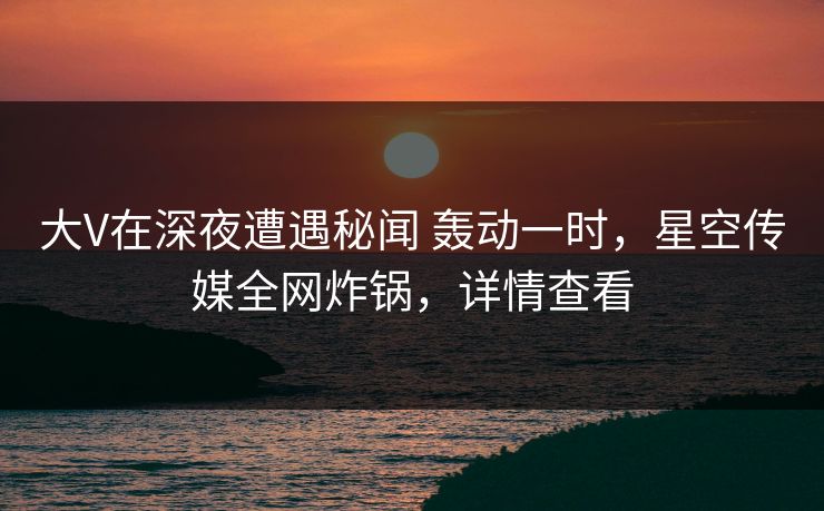 大V在深夜遭遇秘闻 轰动一时，星空传媒全网炸锅，详情查看