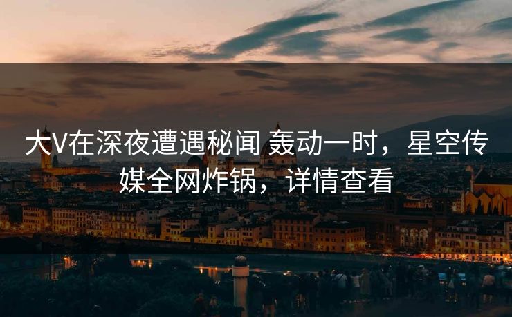 大V在深夜遭遇秘闻 轰动一时，星空传媒全网炸锅，详情查看