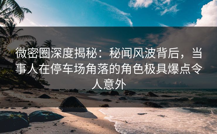 微密圈深度揭秘：秘闻风波背后，当事人在停车场角落的角色极具爆点令人意外