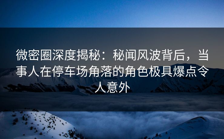 微密圈深度揭秘：秘闻风波背后，当事人在停车场角落的角色极具爆点令人意外