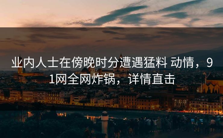 业内人士在傍晚时分遭遇猛料 动情,91网全网炸锅,详情直击 业内人士在傍晚时分遭遇猛料 动情,91网全网炸锅,详情直击