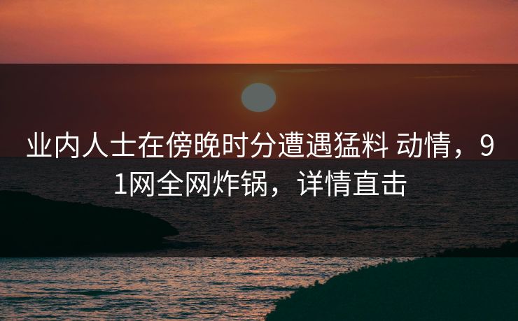 业内人士在傍晚时分遭遇猛料 动情,91网全网炸锅,详情直击 业内人士在傍晚时分遭遇猛料 动情,91网全网炸锅,详情直击