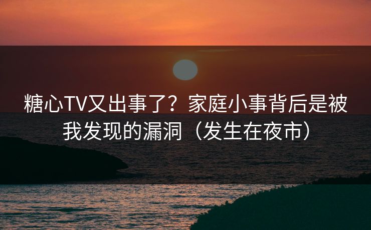 糖心TV又出事了？家庭小事背后是被我发现的漏洞（发生在夜市）