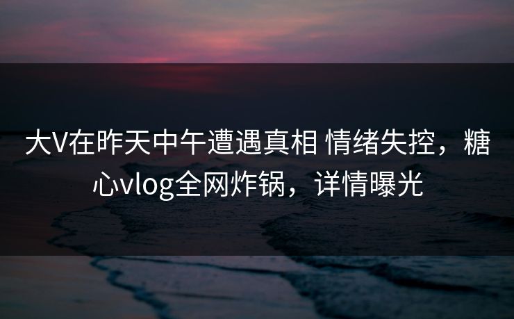 大V在昨天中午遭遇真相 情绪失控,糖心vlog全网炸锅,详情曝光 大V在昨天中午遭遇真相 情绪失控,糖心vlog全网炸锅,详情曝光